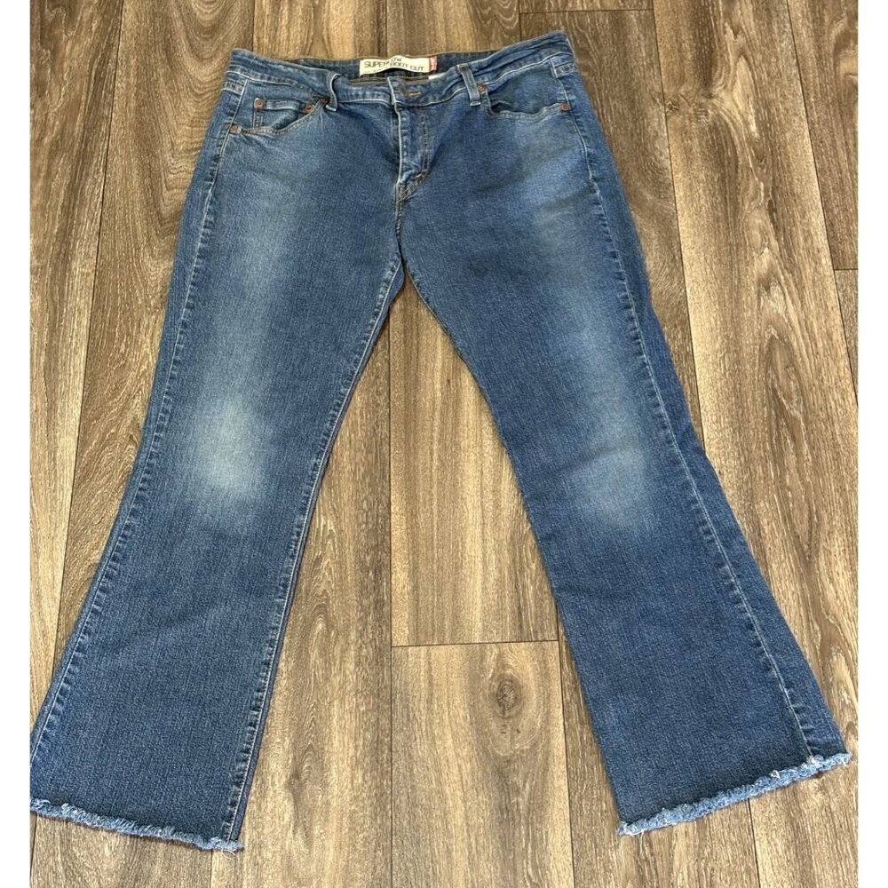 LEVI'S 518 SUPERLOW BOOT CUT DENIM JEANS SIZE 13M JR X29IN FLARE DISTRESSED WEST